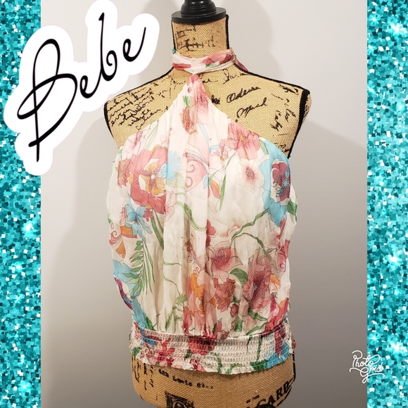 bebe Tops - Bebe medium sheer halter top floral beach vacation
